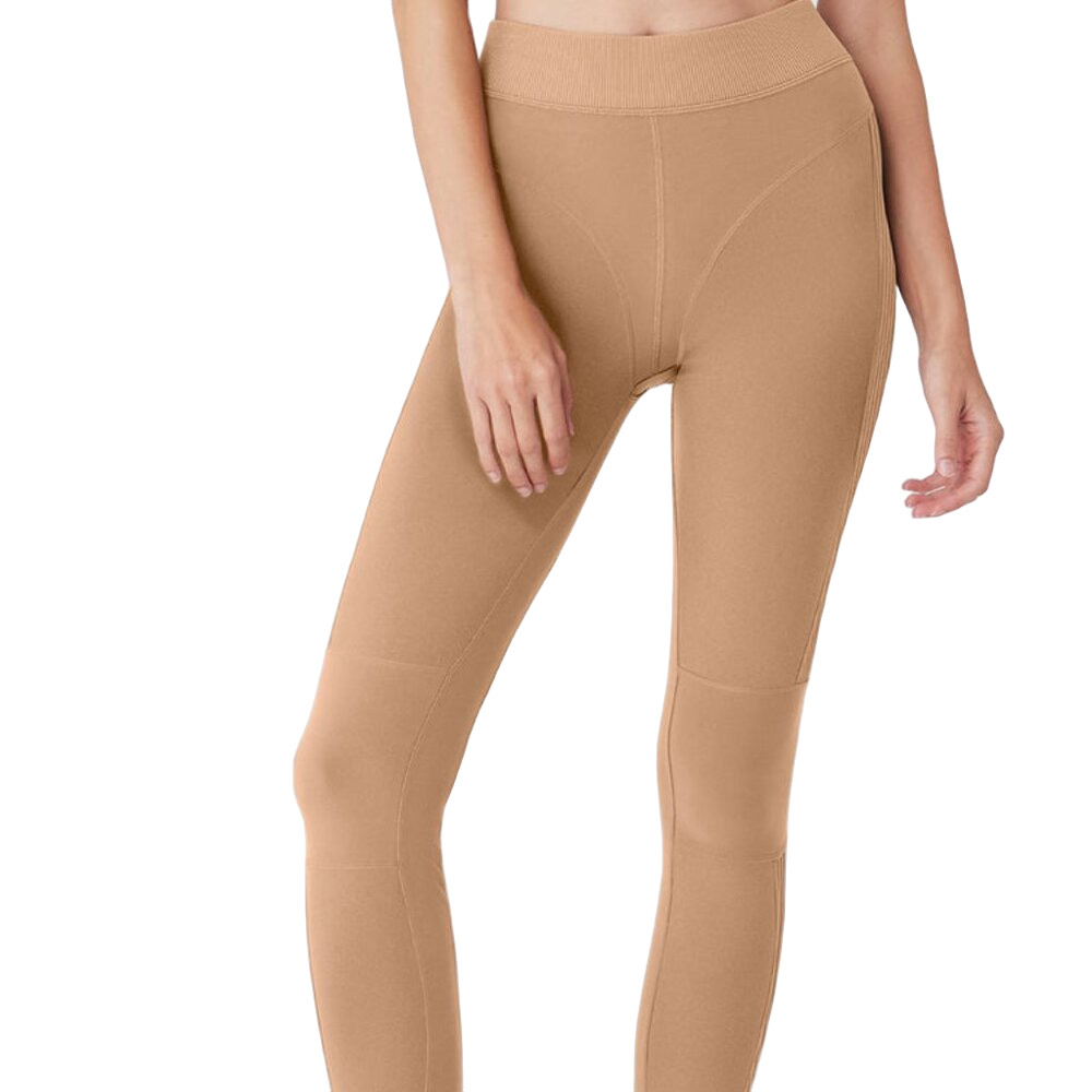 NEW ALO Womens Soft High Waist Head Start Leggings In Toasted Almond Size XS